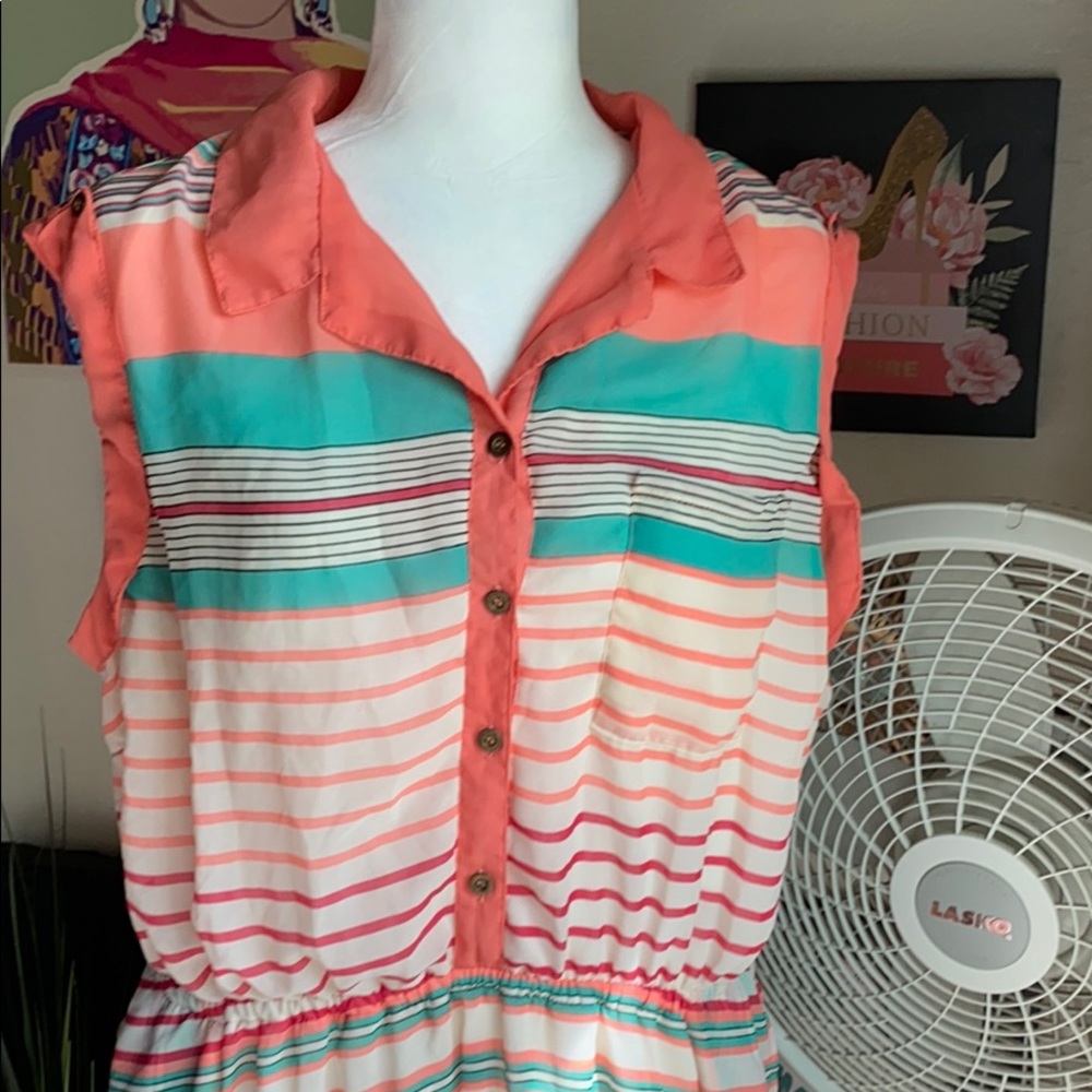 Stripped Sleeveless dress w/pockets size 2x - Picture 2 of 8